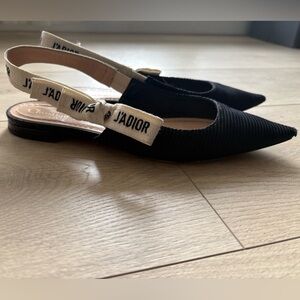 Dior J’Adior Slingback Flats Black Mesh